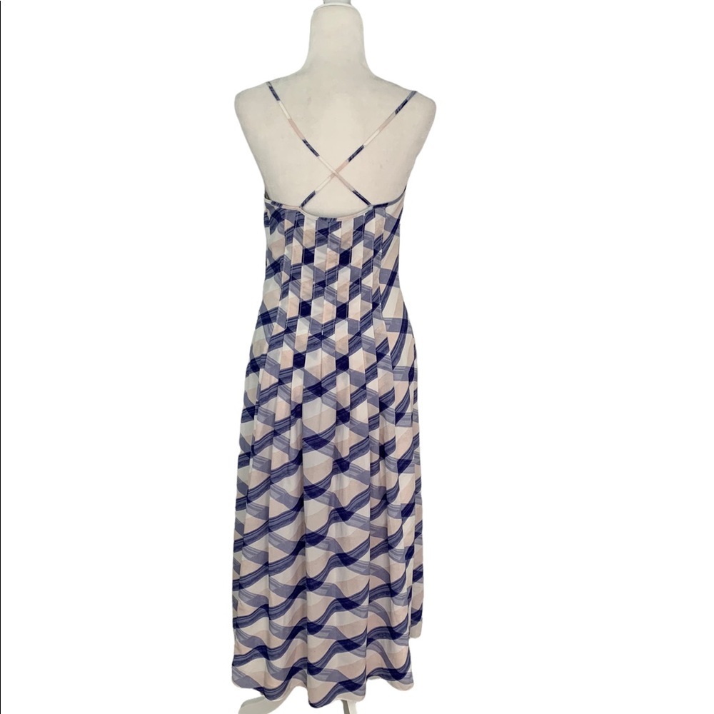 Banana Republic Blue and White Criss Cross Print Strappy Midi Dress | Size 6 - Picture 9 of 12